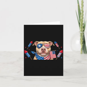 Carte Chien Pitbull drôle Drapeau américain américain Jo