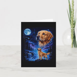 Carte Chien Retriever doré des années 90 hurle à la Lune