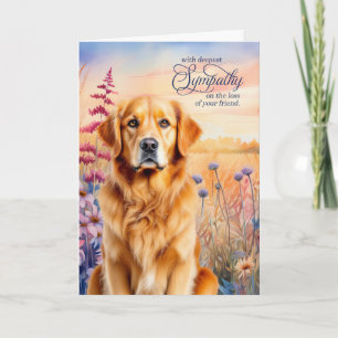 Carte Chien Retriever Doré Sympathie Prairie de Fleurs S