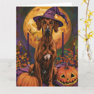 Carte Chien Rhodesian Ridgeback Sorcière d'Halloween Cit