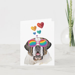 Carte Chien Saint-Bernard avec des cœurs pour la Saint-V