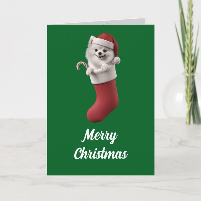 Carte Chien Samoyède Mignon Noël  (Devant)