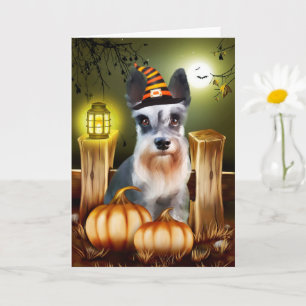 Carte Chien schnauzer miniature avec Casquette sorcier H
