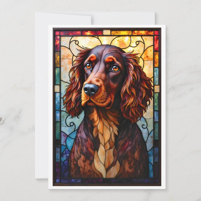 Carte Chien Setter Spaniel de style vitrail (Devant)