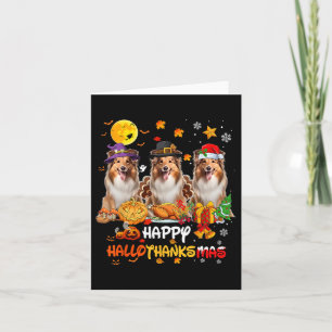 Carte Chien Shetland Sheepdog Happy Halloween Thanksgivi