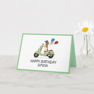 Carte Chien sur Vespa avec ballons