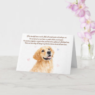 Carte Chien Sympathie Type Retriever Doré avec Poème