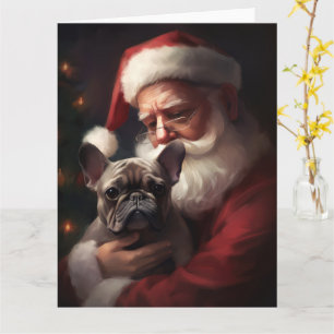 Carte Chien-taureau français avec Noël Festif du Père No