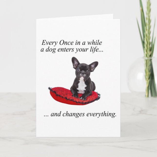 Carte Chien-taureaux français avec coeur et belle citati (Devant)