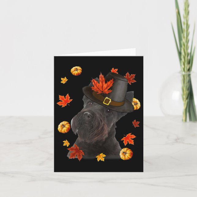 Carte Chien Terrier Écossais Chapeau de Pèlerin Automne  (Devant)