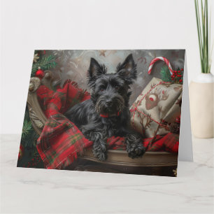 Carte Chien Terrier Écossais Noël Festif