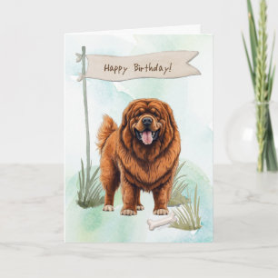 Carte Chien tibétain mastiff race sous signe d'anniversa