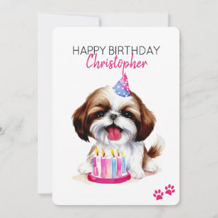 Carte Chien Tzu Chien Personnalisé Joyeux Appartement d'