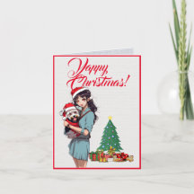 Chien Westie Cute Avec Petite Fille Noël