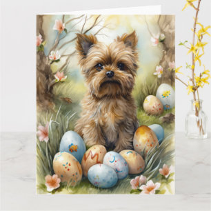 Carte Chien Yorkipoo Avec Oeufs De Pâques Vacances