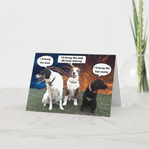 Carte Chiens amusants planifiant un anniversaire mémorab