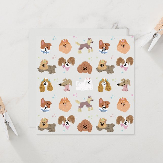 Carte Chiens Animaux de compagnie Papier de papeterie po (Devant/Arrière en situation)
