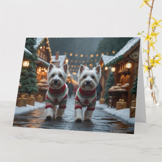 Carte Chiens blancs Terrier de West Highland Chiens de N (Fleur jaune)