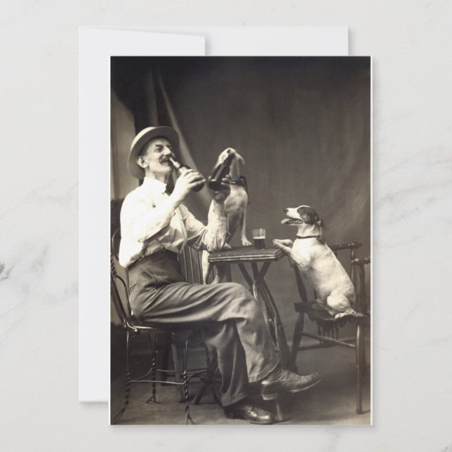 Carte Chiens buvant de bière 1905 (Devant)