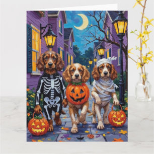 Carte Chiens Cocker Spaniel faisant Trick-or-Treating po