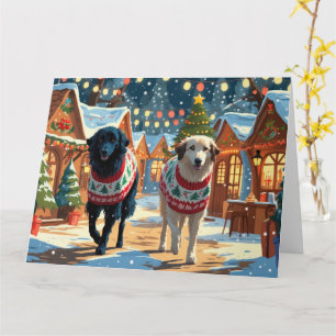 Carte Chiens de berger anatoliens Noël Fête de la neige