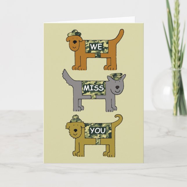 Carte Chiens de caricature disparus dans un camouflage m (Devant)
