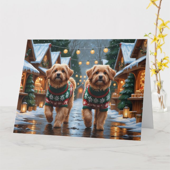 Carte Chiens de Coton De Tulear Noël Fête de la Neige (Fleur jaune)