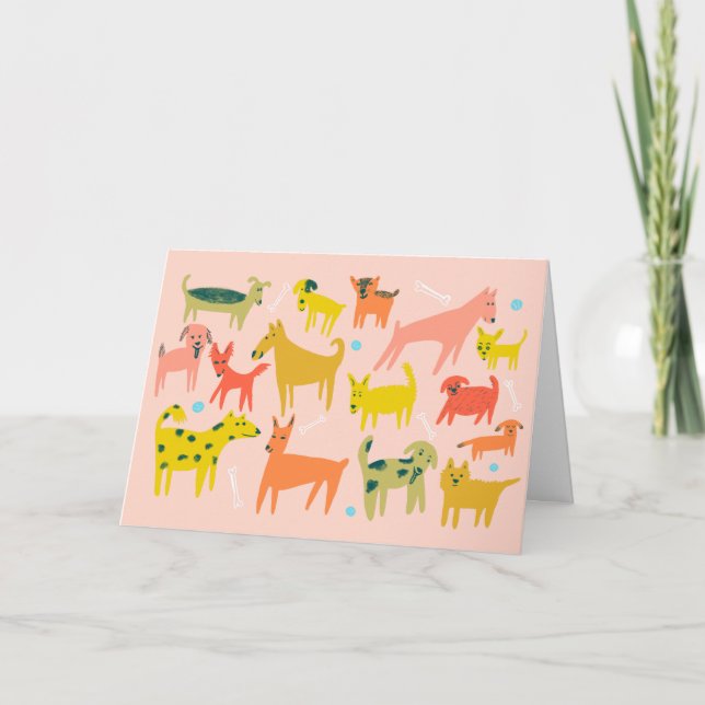Carte Chiens de couleur mignons MERCI PERSONNALISÉ (Devant)