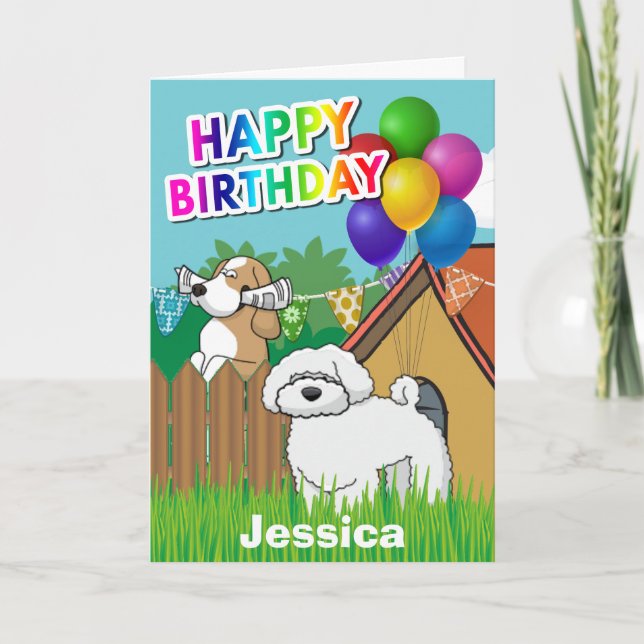 Carte Chiens de dessin animé mignons Voisins Anniversair (Devant)