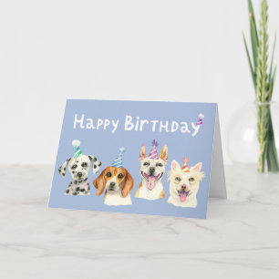 Carte Chiens de fête aquarelle Joyeux anniversaire