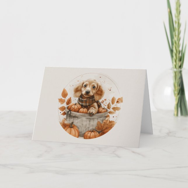 Carte Chiens de l'automne Dachshund Citrouille (Devant)
