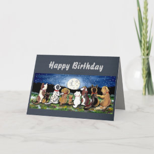 Carte Chiens de lune Personnalisé Anniversaire/Toutes le