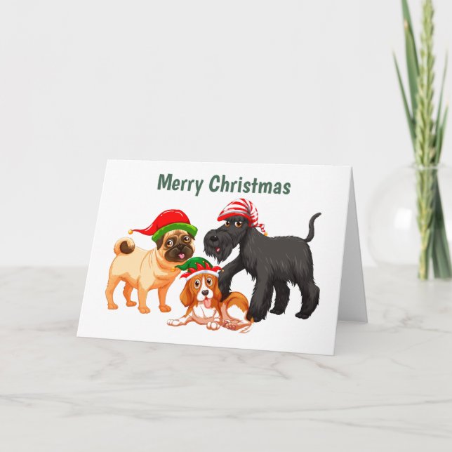 Carte Chiens de Noël Animés (Devant)
