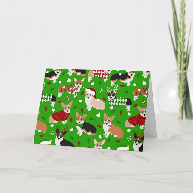 Carte Chiens de Noël Corgi (Devant)