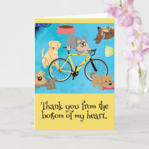 Carte Chiens et vélos Marionnettes Vélos Jaune Vélo Aqua