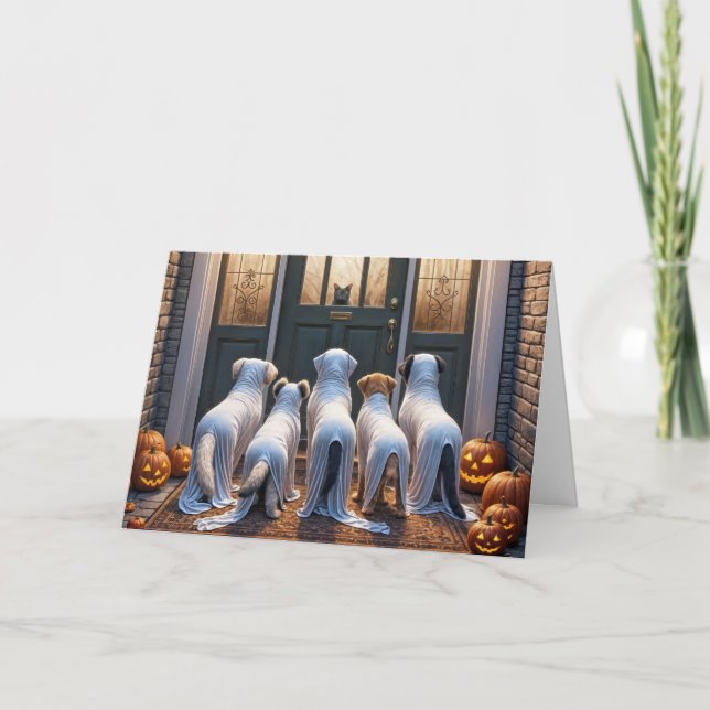 Carte Chiens fantômes de l'Halloween Trick or Treating (Devant)