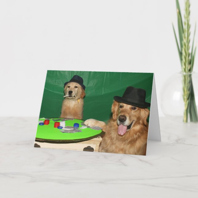 Carte Chiens jouant au poker Anniversaire (Devant)