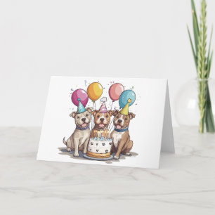 Carte Chiens taureaux de Pit d'anniversaire