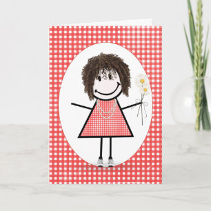 Carte Chiffre Anniversaire Fille Sur En vichy Rouge