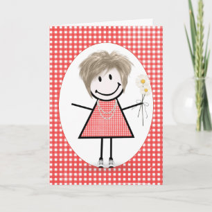 Carte Chiffre Anniversaire Fille Sur En vichy Rouge
