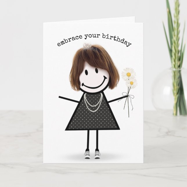 Carte Chiffre d'anniversaire fille avec marguerites (Devant)