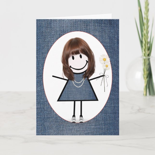Carte Chiffre d'anniversaire fille avec marguerites (Devant)