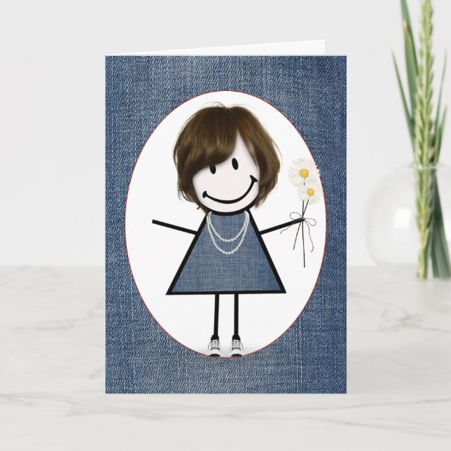 Carte Chiffre d'anniversaire fille avec marguerites (Devant)