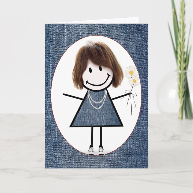 Carte Chiffre d'anniversaire fille avec marguerites (Devant)