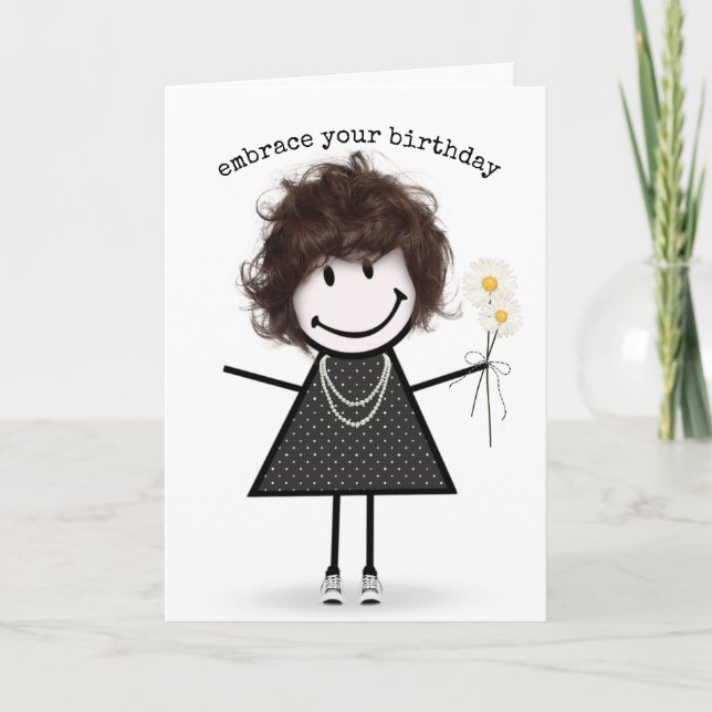 Carte Chiffre d'anniversaire fille avec marguerites (Devant)