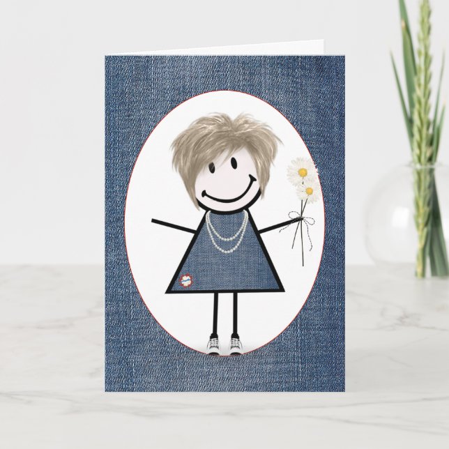 Carte Chiffre d'anniversaire fille avec marguerites (Devant)