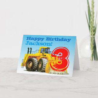 Carte Chiffre jaune du garçon Custom 3e anniversaire