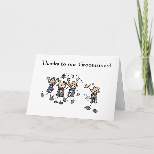 Carte Chiffres de bâton Mariage Merci Groomsmen (Devant)