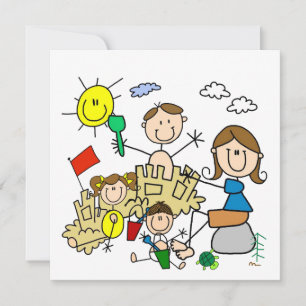 Carte Chiffres Famille Plage Amusants