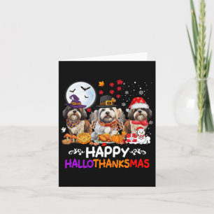 Carte Chih Tzu Chien Noël Joyeux Hallothankmas Thanksg